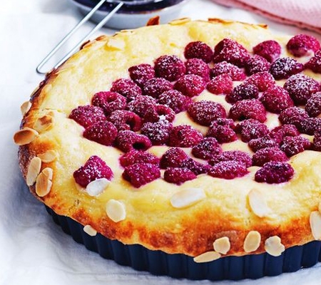 Raspberry custard brioche tart